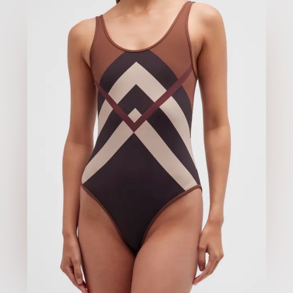 BURBERRY Cleddau Check one piece in Dark Birch/brown NWT - Picture 4 of 16